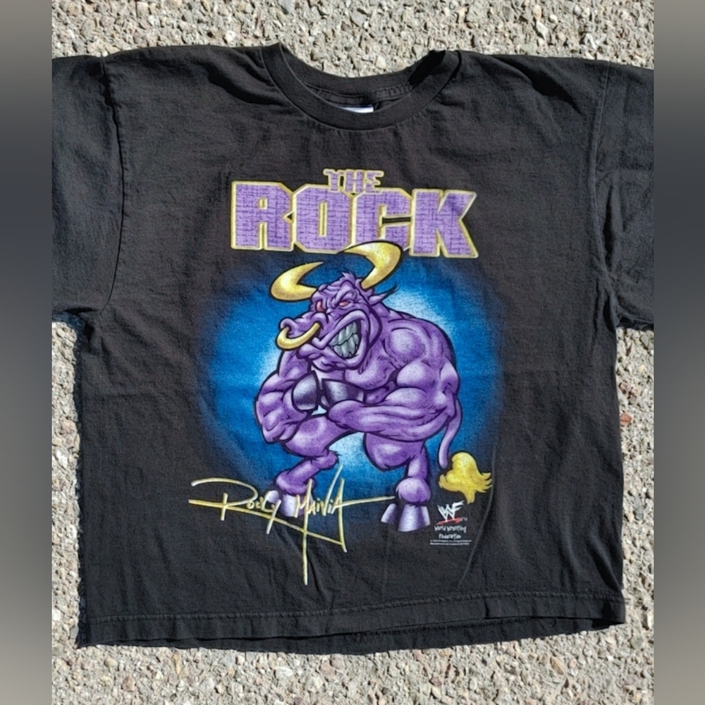 Vtg 1998 WWF The Rock Kids T-Shirt Youth XL Brahma Bull Attitude Era 90s - Picture 2 of 7